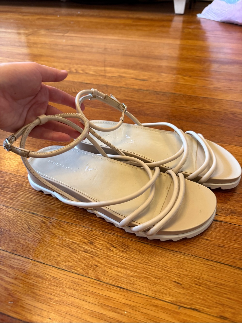 Marc Fisher Cream Strappy Heeled Sandals NWOT, Size 10